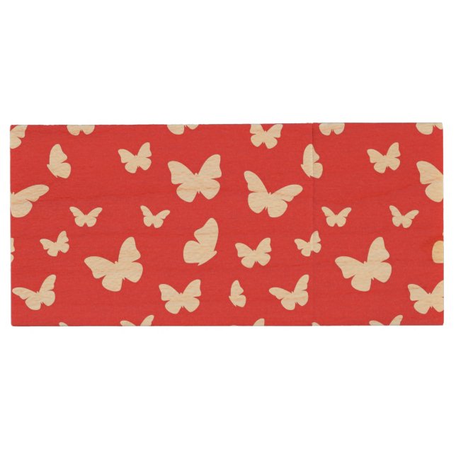 Butterfly pattern 2 wood USB flash drive (Front)
