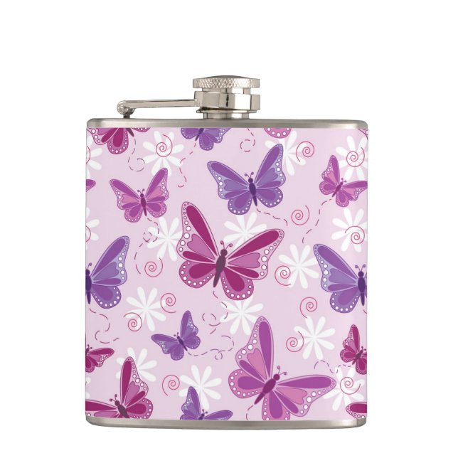 butterfly pattern 3 hip flask (Front)