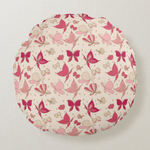 butterfly pattern 3 round pillow
