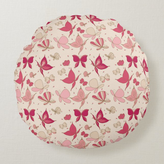 butterfly pattern 3 round pillow (Front)