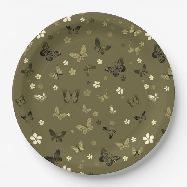 Butterfly Pattern 4 Paper Plates (Front)