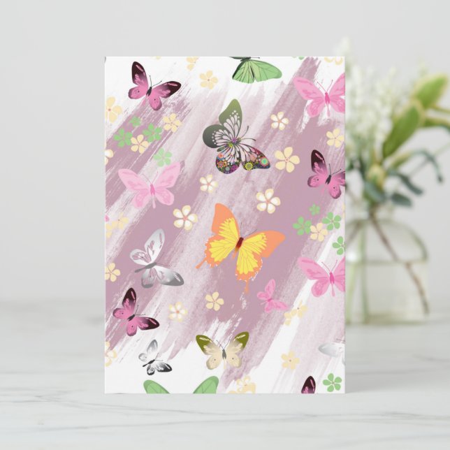 Butterfly Pattern 7 Thank You Card (Standing Front)