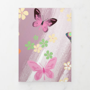 Butterfly Pattern 7 Tri-Fold Holiday Card