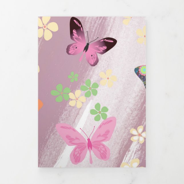 Butterfly Pattern 7 Tri-Fold Holiday Card (Cover)