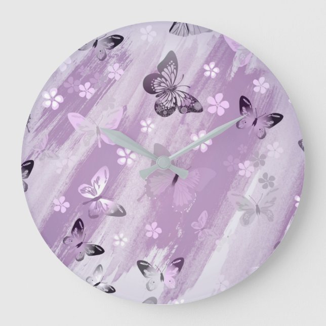 Butterfly Pattern 8 Large Clock (Front)