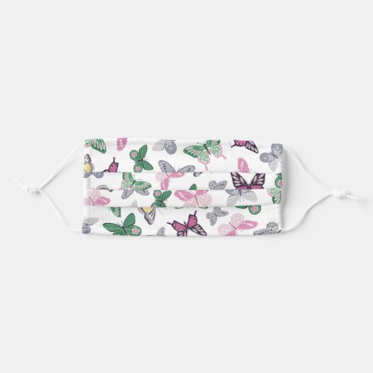 Butterfly Pattern Adult Cloth Face Mask (Front, Folded)