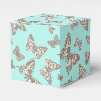 Butterfly pattern aqua teal wedding favor box