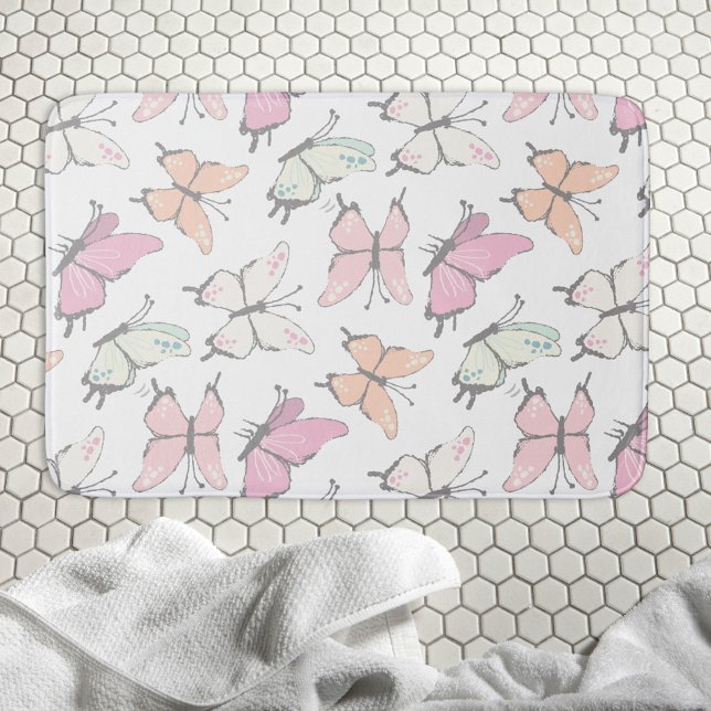 Butterfly Pattern Bath Mat (bath mat with butterfly pattern)