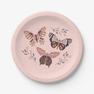 Butterfly Pattern Birthday Paper Plates