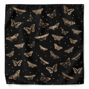 Butterfly pattern black and gold bandana