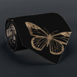 Butterfly pattern black and gold neck tie<br><div class="desc">Butterfly pattern black and gold</div>