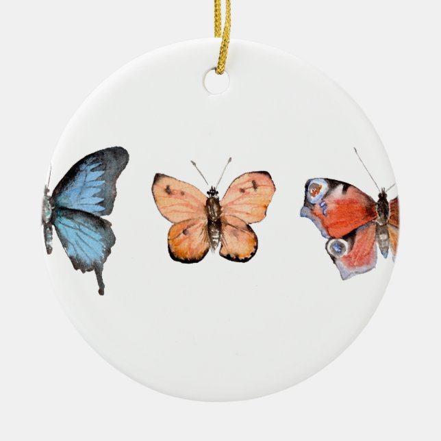 Butterfly Pattern Ceramic Ornament (Front)