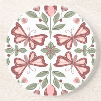 Butterfly Pattern Coaster Hand-Drawn