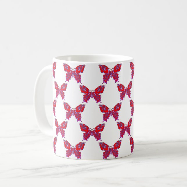 Butterfly pattern coffee mug (Front Left)