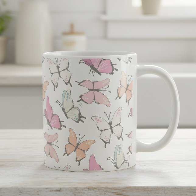 Butterfly Pattern Coffee Mug (butterfly pattern mug)