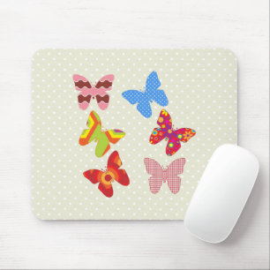 Butterfly Pattern, Colorful Butterflies, Dots Mouse Pad