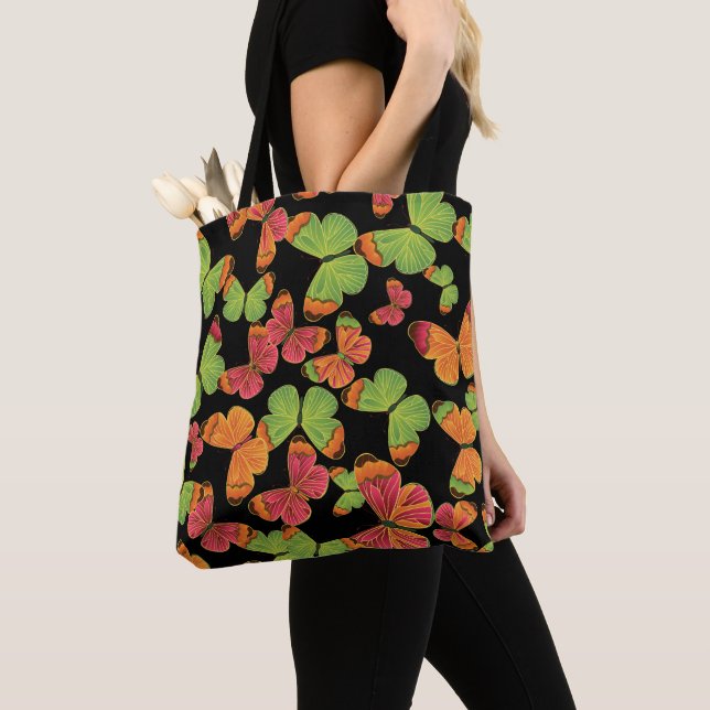 Butterfly Pattern Colorful Tote Bag (Close Up)
