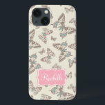 Butterfly pattern cream brown pink name ipad case<br><div class="desc">Modern butterflies pattern featuring swallowtails painted lady and fritillarys ipad cover in cream light pink, brown and teal hues. Customize this pretty pattern ipad case cover with your name and your family initial or monogram. Currently reads Rachelle R. Ideal personalized gift for girls and women. Unique wildflower styled damask design...</div>