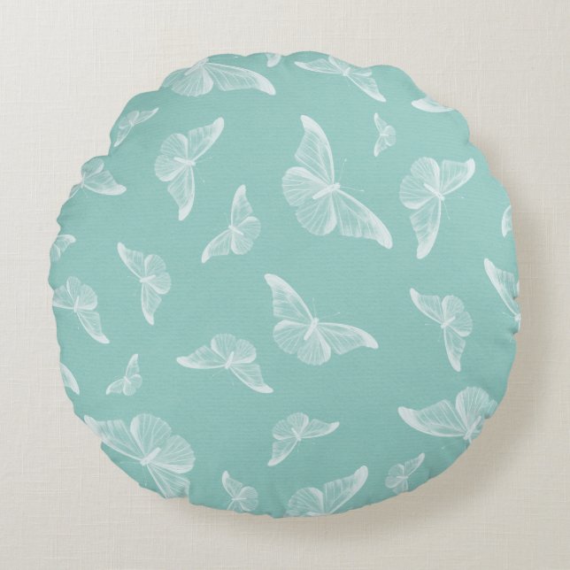 Butterfly pattern digital paper round pillow (Front)