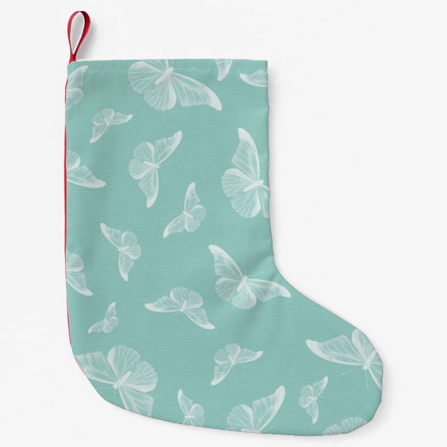 Butterfly pattern digital paper small christmas stocking (Front)