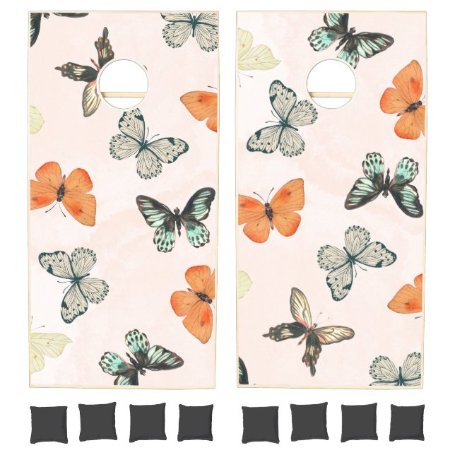 Butterfly Pattern Girly Cornhole Game (Set)