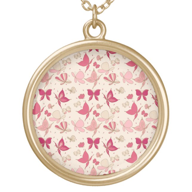 butterfly pattern gold plated necklace (Front)