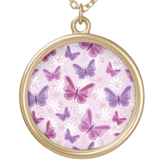 butterfly pattern gold plated necklace (Front)