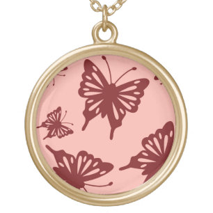 butterfly pattern gold plated necklace