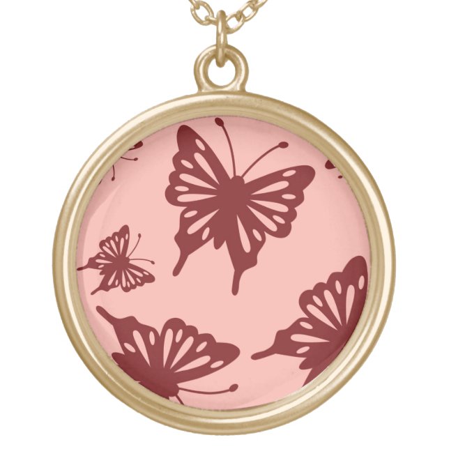 butterfly pattern gold plated necklace (Front)