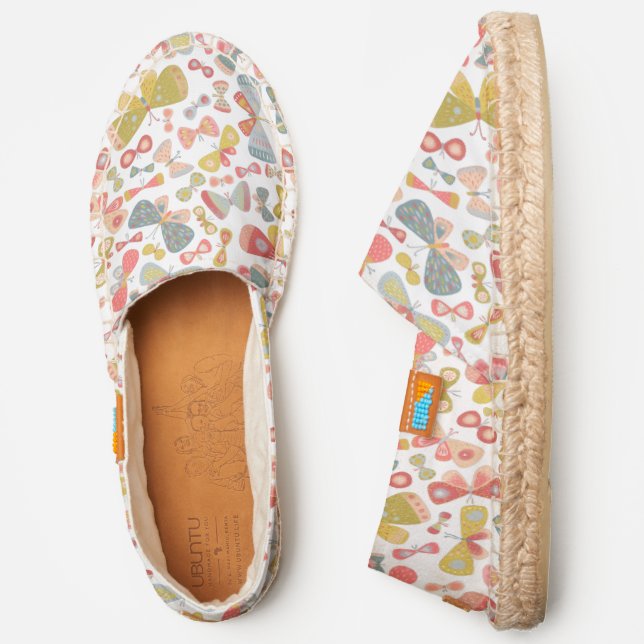 Butterfly Pattern Green Pastel Espadrilles (Side)