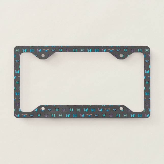 Butterfly Pattern (Grey) License Plate Frame (Front)