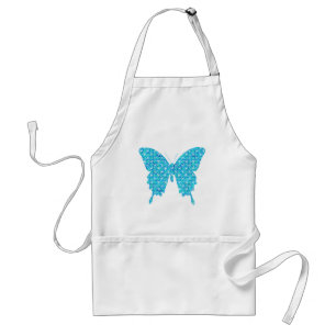 Butterfly, pattern in blue, turquoise, white adult apron