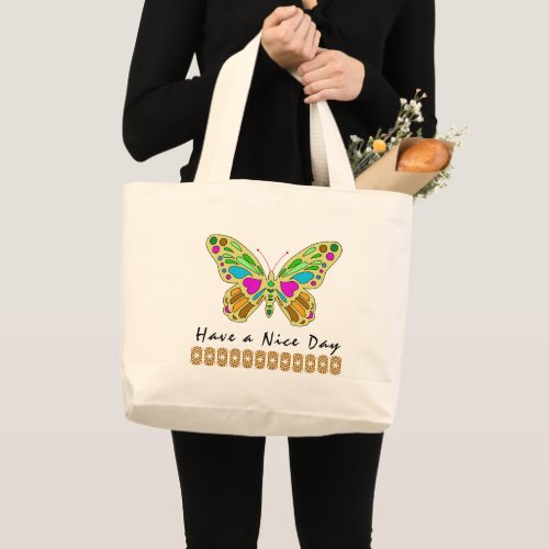 butterfly pattern large tote 