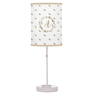 Butterfly Pattern Monogram Elegant Modern Template Table Lamp