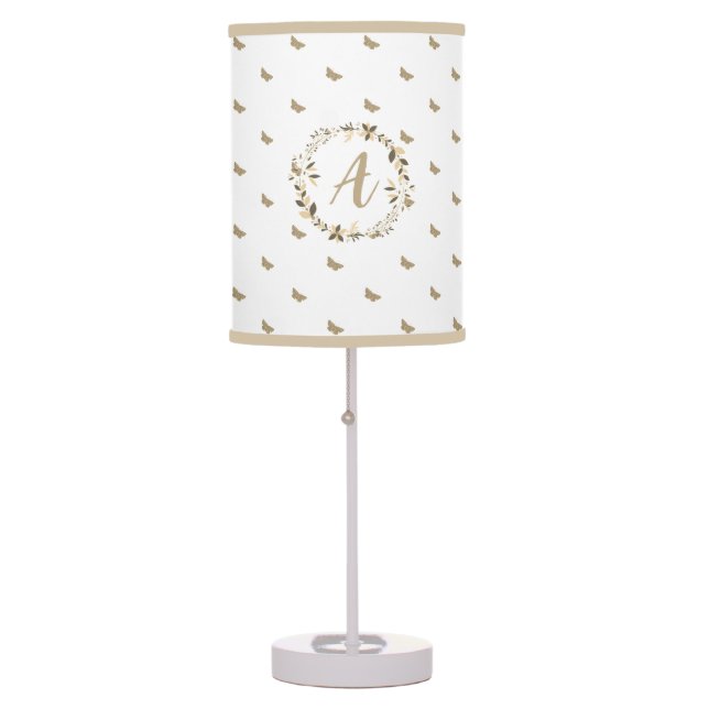 Butterfly Pattern Monogram Elegant Modern Template Table Lamp (Front)