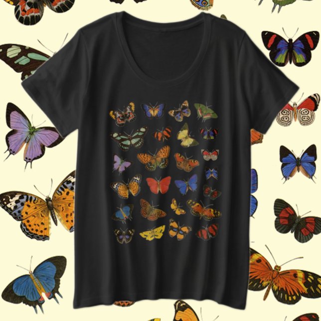 Butterfly Pattern – Nature-Inspired Botanical Plus Size T-Shirt (Creator Uploaded)