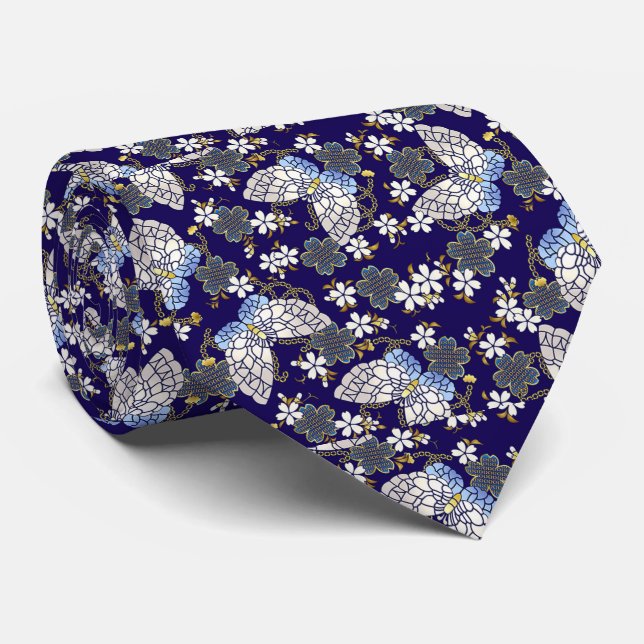 Butterfly pattern neck tie (Rolled)