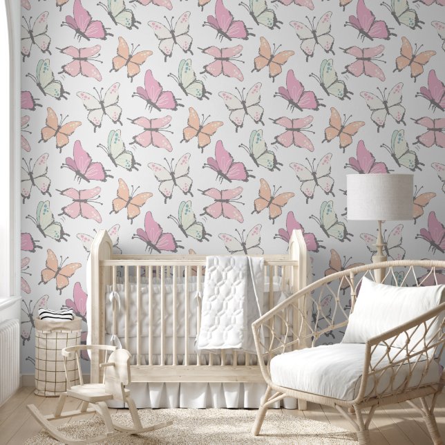 Butterfly Pattern Nursery Wallpaper (Kids)