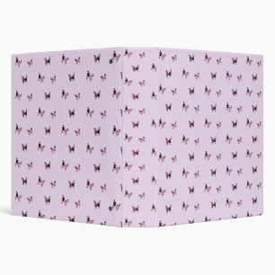 Butterfly Pattern Pastel Pink Purple Flying Animal 3 Ring Binder