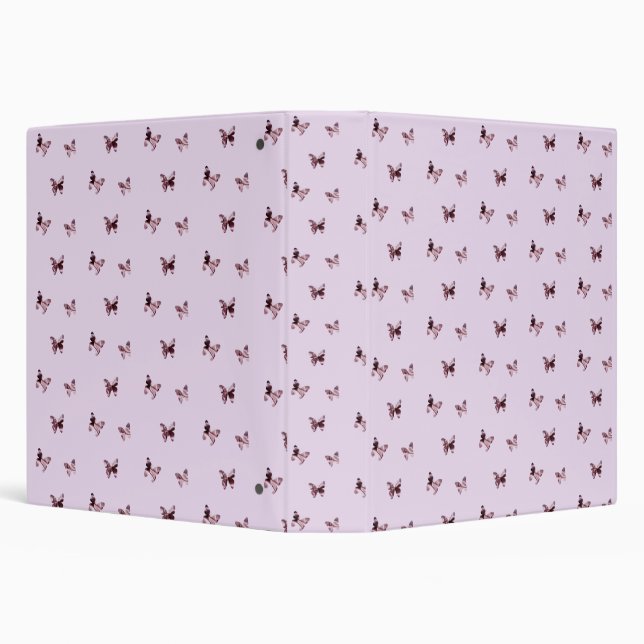 Butterfly Pattern Pastel Pink Purple Flying Animal 3 Ring Binder (Background)