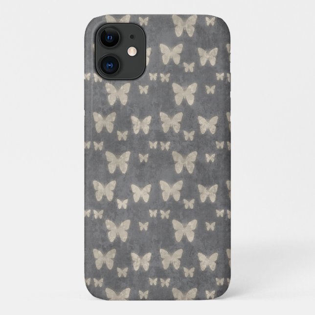 Butterfly Pattern, Pattern Of Butterflies, Gray Case-Mate iPhone Case (Back)