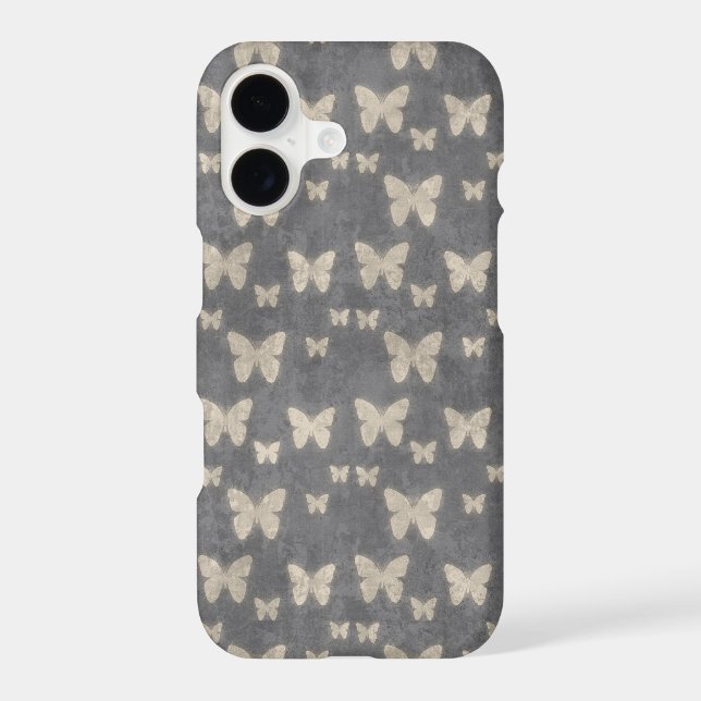 Butterfly Pattern, Pattern Of Butterflies, Gray Iphone Case (Back)