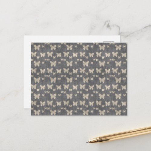 Butterfly Pattern Pattern Of Butterflies Gray Postcard