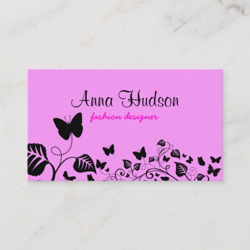 Butterflies Wings Insects Pink and Black Business Card