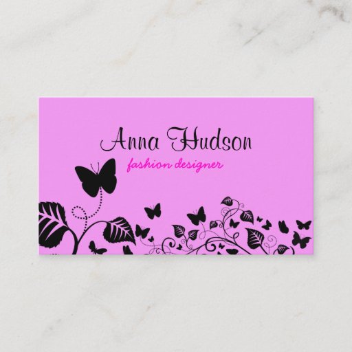 Customizable Butterflies Wings Insects Pink and Black Business Card