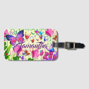 Butterfly Pattern Personal Travel Color Art Luggage Tag