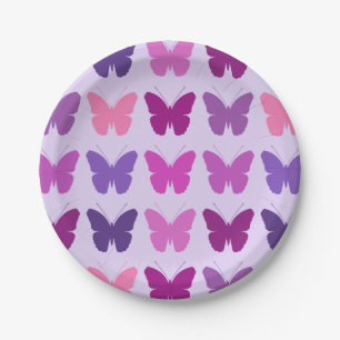 Butterfly Pattern Pinks Purples Mauves Lilac Paper Plates
