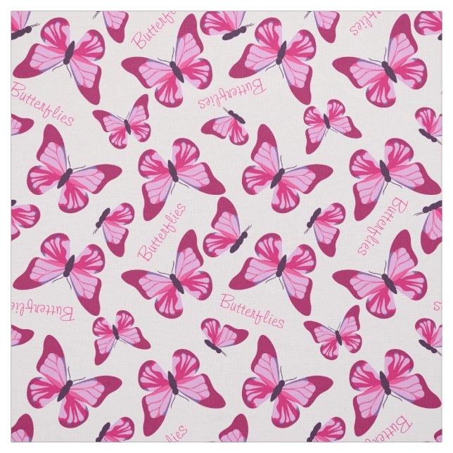 Butterfly Pattern Pretty Pink Purple Personalized Fabric (Swatch)