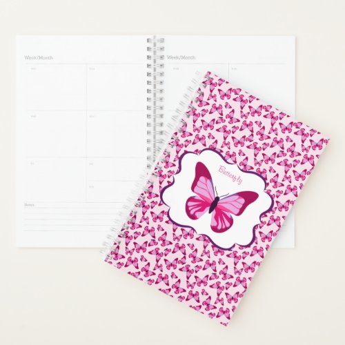 Butterfly Pattern Pretty Pink Purple Personalized Planner