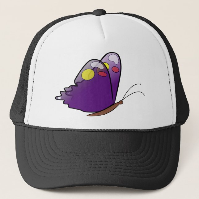 Butterfly Pattern Purple Colors Wings Insect Trucker Hat (Front)